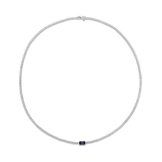 Sapphire Line Necklace in White Gold image number 0